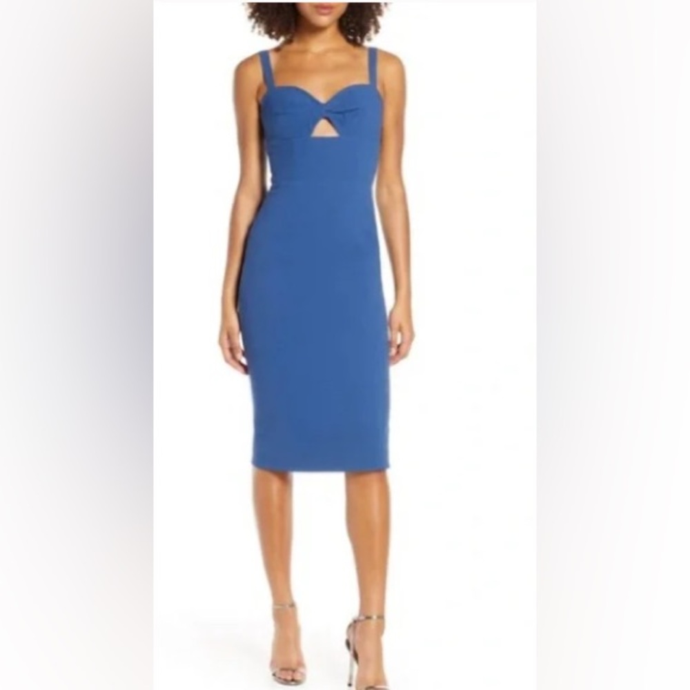 Dress the Population Blue Sheath Midi Dress Sweetheart Neckline Small - Picture 2 of 7